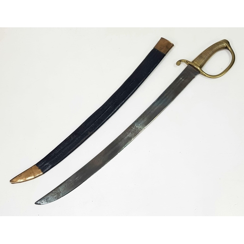 302 - A Victorian Police Inspectors Short Sword in Original scabbard. Broad, curved blade and Brass Hilt. ... 