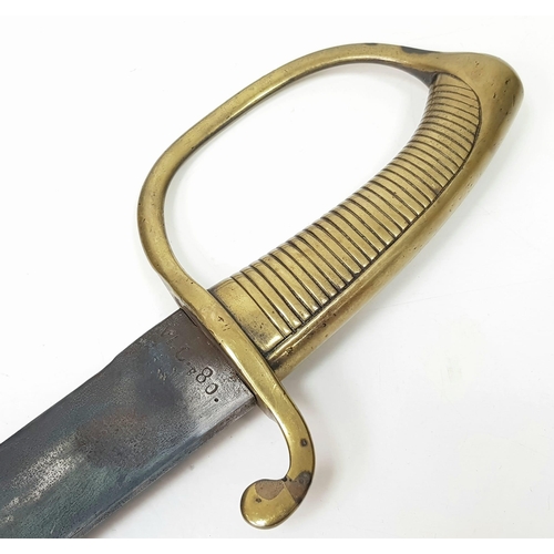 302 - A Victorian Police Inspectors Short Sword in Original scabbard. Broad, curved blade and Brass Hilt. ... 