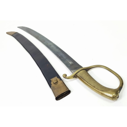 302 - A Victorian Police Inspectors Short Sword in Original scabbard. Broad, curved blade and Brass Hilt. ... 