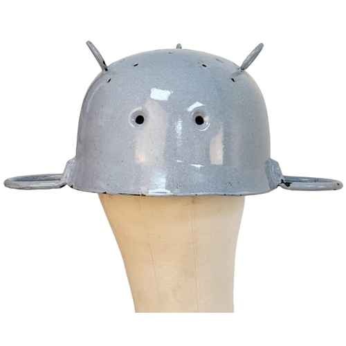 243 - Enamel Colander Made from a German Paratroopers Helmet. 1933