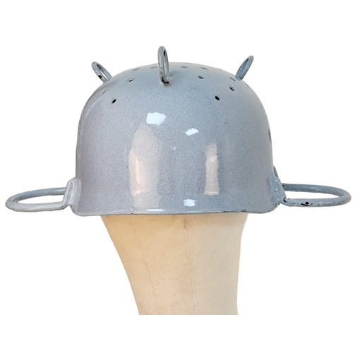 243 - Enamel Colander Made from a German Paratroopers Helmet. 1933