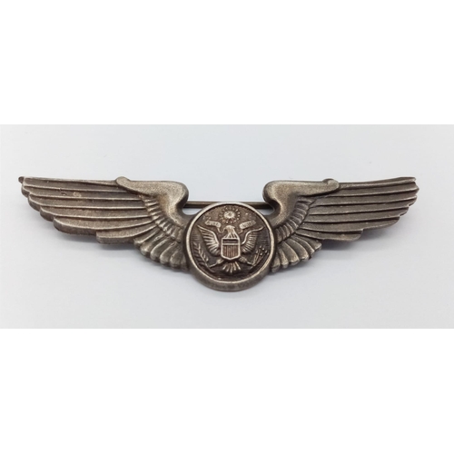 264 - WW2 US Army Air Force Silver Crew Brevet Wings. Made by Wallace Bishop, Brisbane Australia