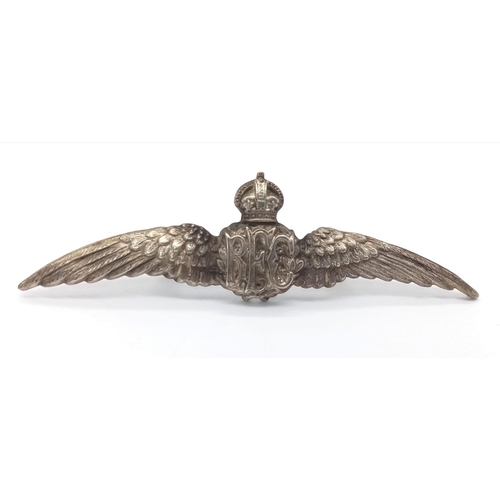 278 - WW1 British Royal Flying Corps Officers Silver Pilots Wings.