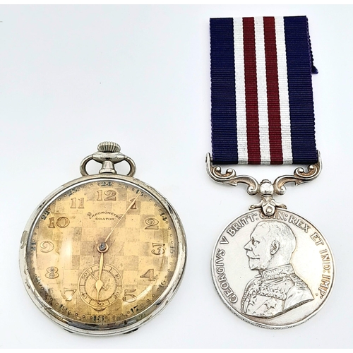 62 - WW1 British Military Medal & Pocket Watch. Awarded to: 49953 Pte Trembath No 9 Field Ambulance Royal... 