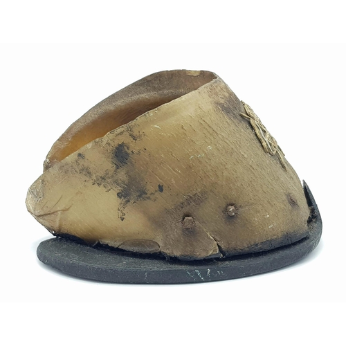 166 - British Victorian Cavalry Horse Hoof with a rare 1896 pattern 21st Lancers Badge.