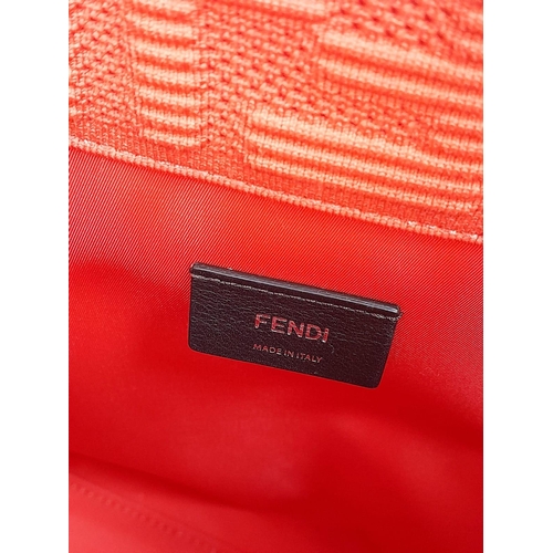 109 - A Fendi Coral Sunshine Tote Bag. Textile exterior with leather trim, silver-toned hardware and two r... 