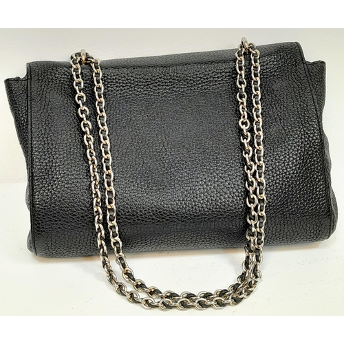 227 - A Mulberry Black 'Lily' Bag. Leather exterior with gold-toned hardware, chain and leather strap, pad... 