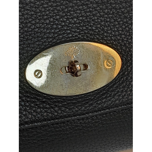 227 - A Mulberry Black 'Lily' Bag. Leather exterior with gold-toned hardware, chain and leather strap, pad... 