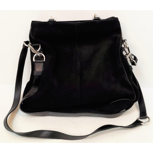 248 - A Yves St Laurent by Tom Ford Black Mombasa Suede Hand/Shoulder Bag. Silver tone hardware. Spacious ... 