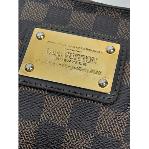 283 - A Louis Vuitton Damier Ebene 'Eva' Pochette Shoulder Bag. Leather exterior with gold-toned hardware,... 