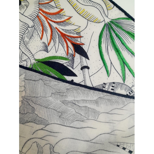 53 - An Hermes Cosmographia Shawl/Scarf. Cashmere with embroidery and beaded details. New with tags. Come... 