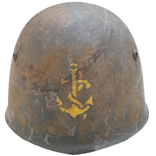 328 - WW2 Italian Marines M33 Helmet with liner. And chin strap