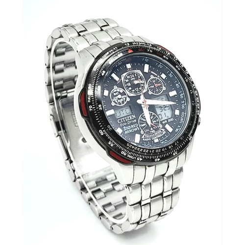 354 - A Very Good Condition Citizen ‘Royal Air Force Red Arrows’ Eco Drive Chronograph Date Watch. 42mm Ca... 