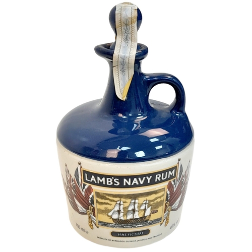 361 - A ‘Unopened’ Vintage, Stone Pottery Bottle/Flagon of Lambs Navy Rum Featuring HMS Victory. The Bottl... 