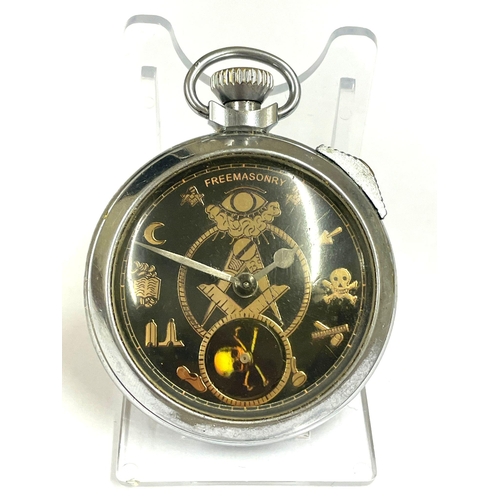 323 - Vintage Masonic automaton ( rotating skull ) pocket watch working