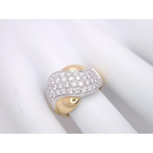 47 - An 18K Yellow Gold Diamond Set Fancy Ring. 1.40ctw, Size N, 10.4g total weight. Ref: 2753