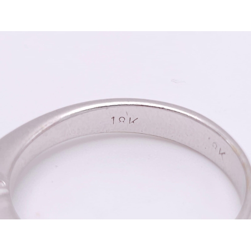 89 - AN 18K WHITE GOLD DIAMOND SOLITAIRE RING - 0.50CT. 6 CLAW SETTING. 3.9G. SIZE N