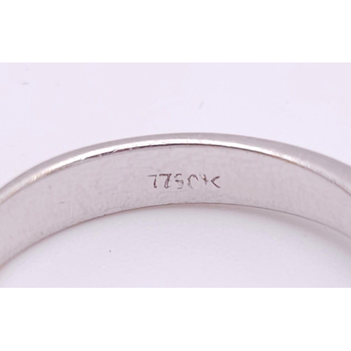 89 - AN 18K WHITE GOLD DIAMOND SOLITAIRE RING - 0.50CT. 6 CLAW SETTING. 3.9G. SIZE N