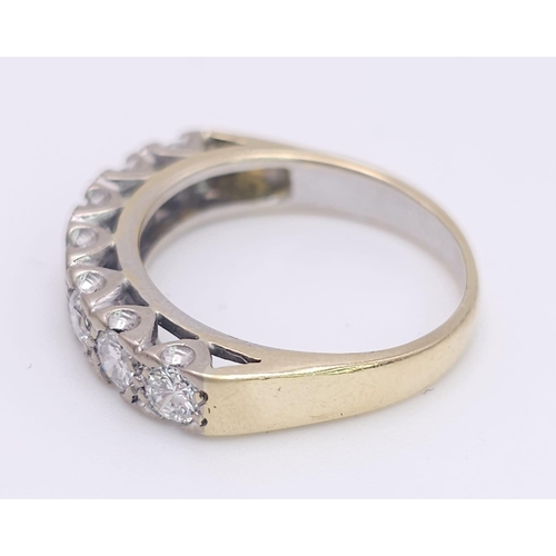 163 - An 18K Yellow Gold Diamond Half Eternity Ring. 0.70ctw, Size J1/2, 3.6g total weight. Ref: 8451