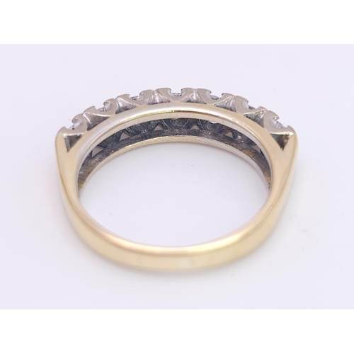 163 - An 18K Yellow Gold Diamond Half Eternity Ring. 0.70ctw, Size J1/2, 3.6g total weight. Ref: 8451