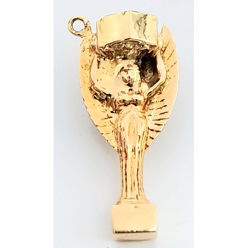 219 - A 9K Yellow Gold World Cup Charm/Pendant, Old Jules Rimet Trophy. 3.5cm length, 5.7g weight. Ref: SC... 