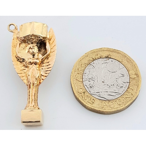 219 - A 9K Yellow Gold World Cup Charm/Pendant, Old Jules Rimet Trophy. 3.5cm length, 5.7g weight. Ref: SC... 