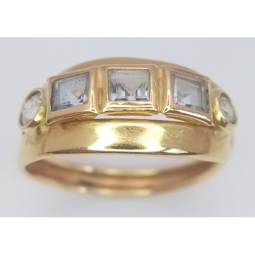 225 - An 19K Yellow Gold Diamond and Topaz Ring. Size P, 2.1g total weight. Ref: SC 7076