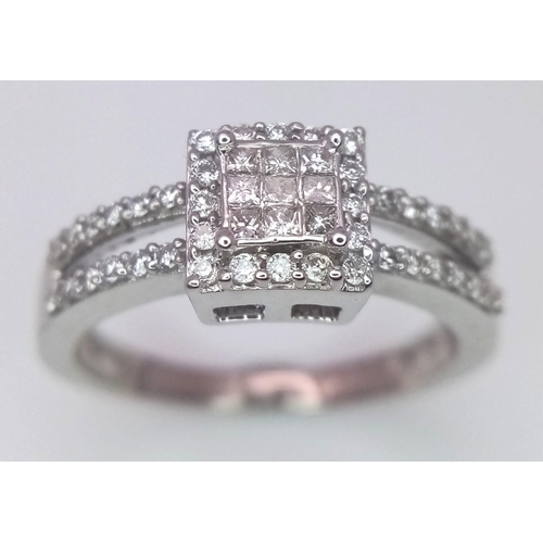 177 - An 18K White Gold Diamond Ring. 0.33ctw, size L, 2.8g total weight. Ref: 8002