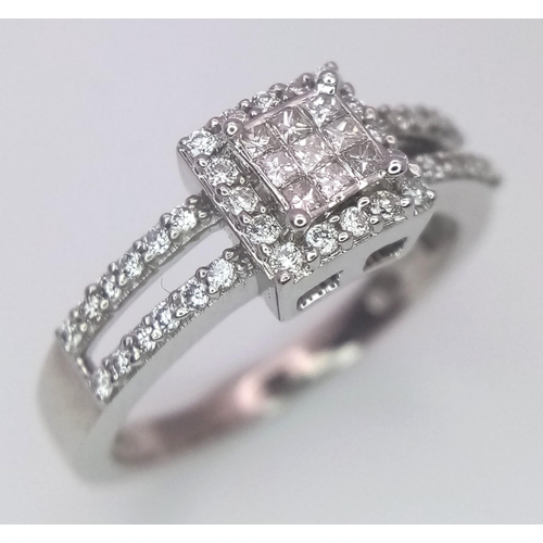 177 - An 18K White Gold Diamond Ring. 0.33ctw, size L, 2.8g total weight. Ref: 8002