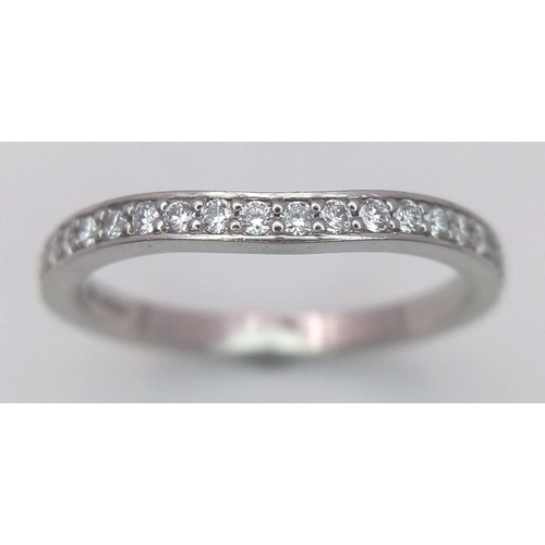 247 - A PLATINUM DIAMOND HALF ETERNITY RING. 0.25CTW. 3.2G SIZE M