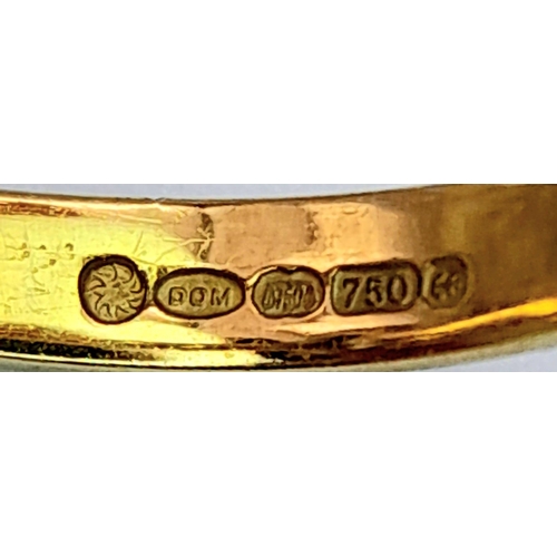 82 - AN 18K YELLOW GOLD DIAMOND SOLITAIRE RING - 0.65CT. 8 CLAW SETTING. 3.4G. SIZE L.