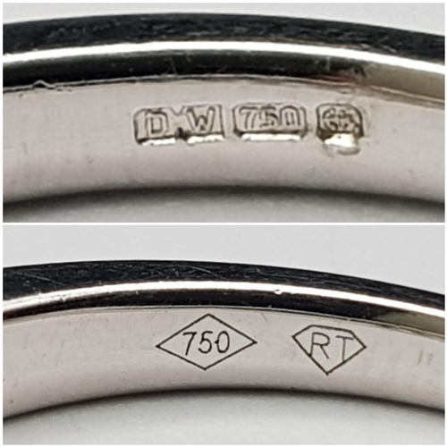 200 - AN 18K WHITE GOLD DIAMOND 1/2 ETERNITY RING. CHANNEL SET PRINCESS CUTS. 0.35CTW. 2.5G. SIZE M