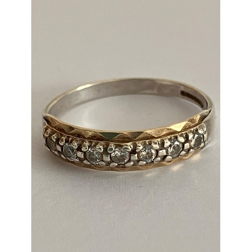 343 - Vintage 9 carat GOLD HALF ETERNITY RING set with cubic zirconia. Full UK hallmark. Complete with rin... 