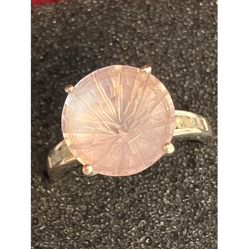 105 - Stunning 9 carat WHITE GOLD and PINK TOURMALINE SOLITAIRE RING. Have a large (5 carat) Beautifully c... 