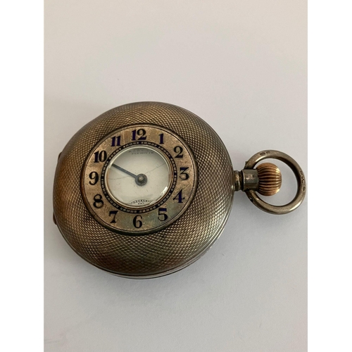 77 - Antique SILVER OMEGA HALF HUNTER POCKET WATCH. Full Hallmark for 1912. Retailed by the Army and Navy... 