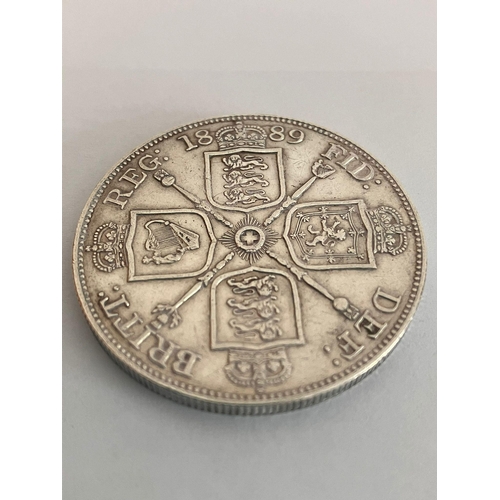 174 - 1889 SILVER DOUBLE FLORIN. Condition extra fine almost Brilliant. Having clear and bold raised defin... 