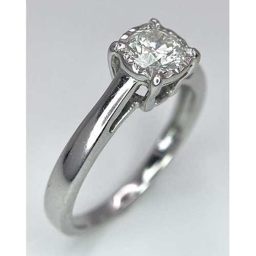 197 - An 18K White Gold Diamond Solitaire Ring. 0.65ct brilliant round cut diamond. Size M. 2.75g total we... 