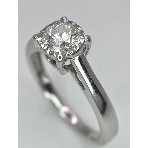 197 - An 18K White Gold Diamond Solitaire Ring. 0.65ct brilliant round cut diamond. Size M. 2.75g total we... 