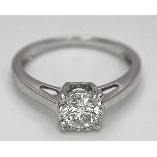 197 - An 18K White Gold Diamond Solitaire Ring. 0.65ct brilliant round cut diamond. Size M. 2.75g total we... 