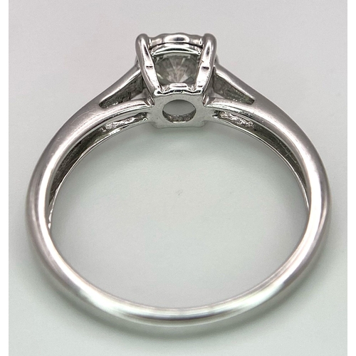 197 - An 18K White Gold Diamond Solitaire Ring. 0.65ct brilliant round cut diamond. Size M. 2.75g total we... 