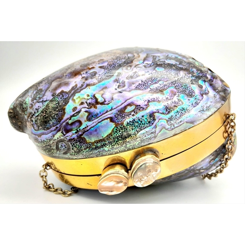 160 - A splendid rare and amazing evening bag, uniquely made from abalone mother of pearl! Supplied with l... 