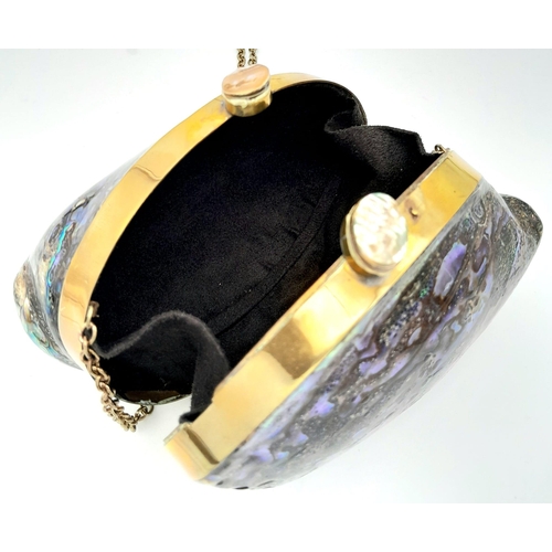 160 - A splendid rare and amazing evening bag, uniquely made from abalone mother of pearl! Supplied with l... 