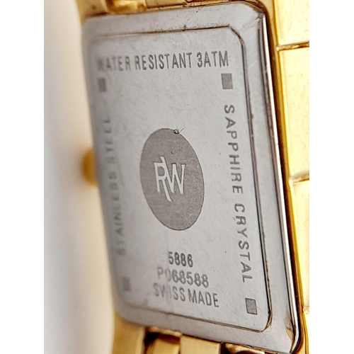 205 - A Beautiful Gold Plated Raymond Weil Ladies Cocktail Watch.
Gold plated bracelet and case - 17mm. Wh... 