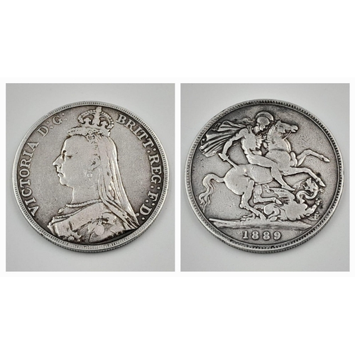 449 - An 1899 Queen Victoria Silver Crown Coin. VF/EF grade but please see photos.