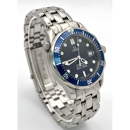 148 - An Omega Seamaster Professional Quartz Divers Watch. Stainless steel bracelet and case - 37mm. Blue ... 