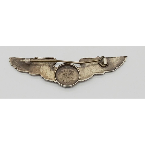 496 - WW2 USAAF Air Crew Silver Wings. Maker: Wallace Bishop, Brisbane.