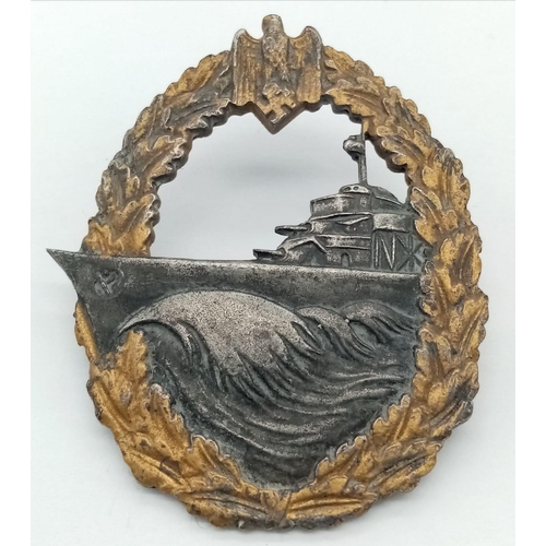 243 - WW2 German Kriegsmarine Destroyer Badge. Maker: S.H.U Co. From an old collection.