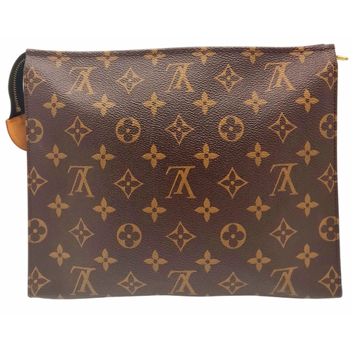 136 - A Louis Vuitton Monogram Poche Toilette Pouch. Leather exterior with gold-tone hardware, zipped top ... 