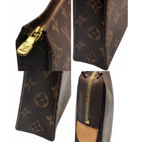 136 - A Louis Vuitton Monogram Poche Toilette Pouch. Leather exterior with gold-tone hardware, zipped top ... 