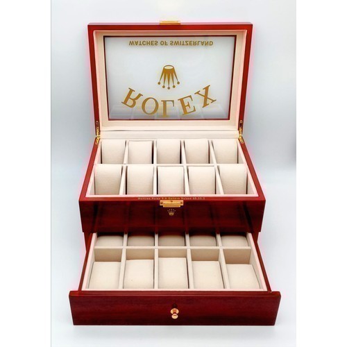 442 - A Presidential Two-Tier Elite Watch Display Case - Perfect for Rolex Watches. 20 plush watch spaces ... 